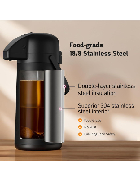 Jarra Térmica Geouja 3L Negra con Bomba - Aislante 24h Jarra Térmica Geouja 3L Negra con Bomba - Aislante 24h