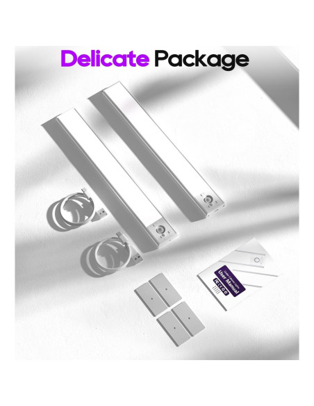 Paquete de 2 luces bajo gabinete MerryNite con sensor 3200mAh