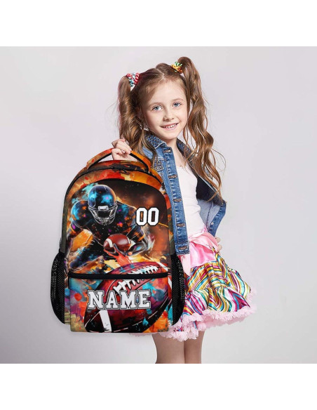 Mochila Escolar Personalizada Fútbol Homexzdiy 17 Pulgadas