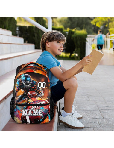 Mochila Escolar Personalizada Fútbol Homexzdiy 17 Pulgadas