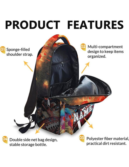 Mochila Escolar Personalizada Fútbol Homexzdiy 17 Pulgadas