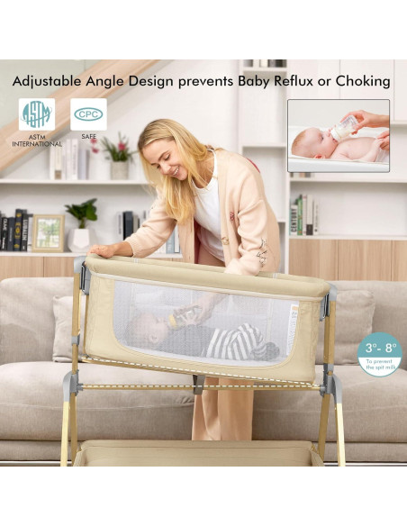 Cuna Lateral TotRun Ajustable 5 Alturas con Colchón y Ruedas Cuna Lateral TotRun Ajustable 5 Alturas con Colchón y Ruedas