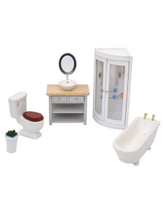 Set de Baño Moderno 7PCS iLAND para Casa de Muñecas 1:12