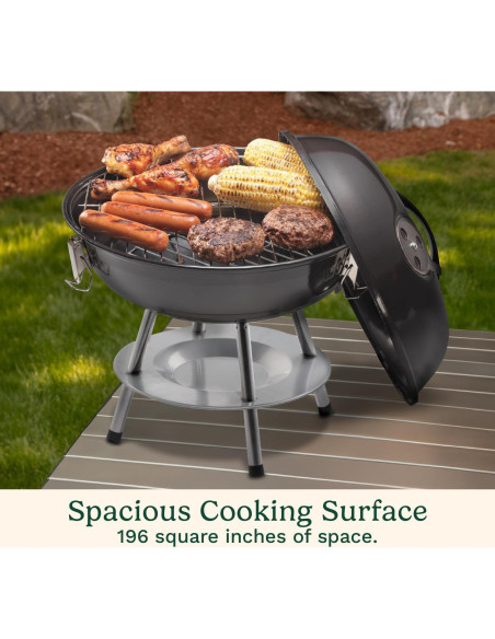 Parrilla de Carbón Portátil Cuisinart 14" Negra - BBQ Compacta