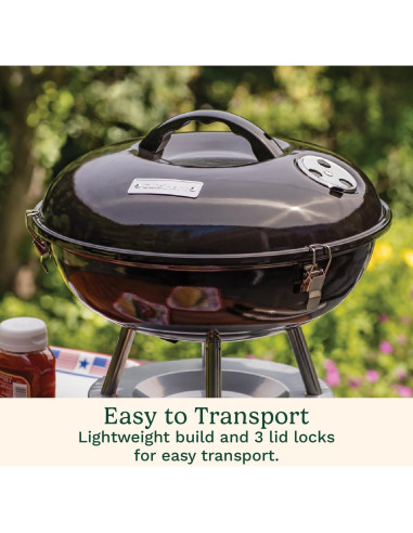 Parrilla de Carbón Portátil Cuisinart 14" Negra - BBQ Compacta
