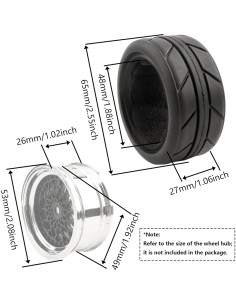 Ruedas de goma RC 1/10 GDOOL 65 mm para coches de turismo 2