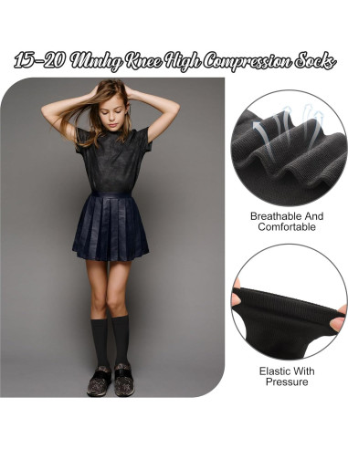 4 Pares de Calcetines de Compresión para Niños 15-20 mmHg