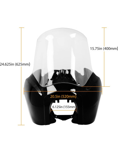 Carenado de Faro ECOTRIC con Parabrisas Claro 38 cm para Harley Dyna