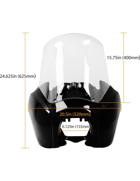 Carenado de Faro ECOTRIC con Parabrisas Claro 38 cm para Harley Dyna