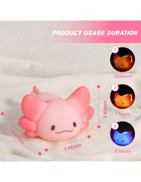 Luz Nocturna Axolote LOVERUIS Recargable 10cm Colorida