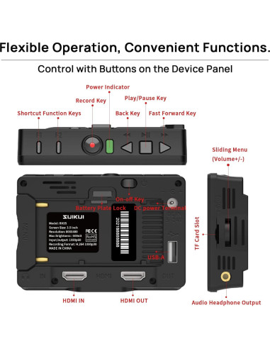 Monitor de Cámara SUIKUI RH35 3.5" 1080P Grabación Full HD