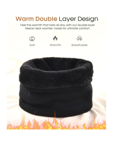 Calentador de Cuello FURTALK Unisex Negro Doble Capa Térmico