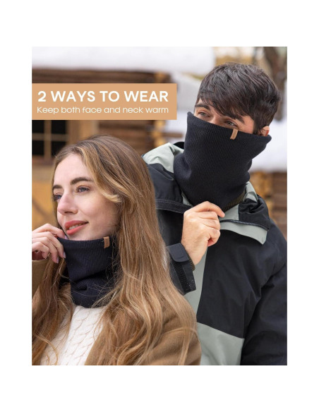 Calentador de Cuello FURTALK Unisex Negro Doble Capa Térmico