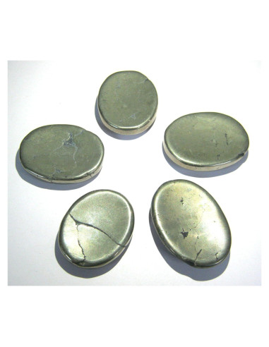 Lote de 5 Piedras de Pulgar de Pirita Dorada - Cristales Sanadores