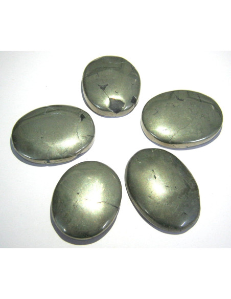 Lote de 5 Piedras de Pulgar de Pirita Dorada - Cristales Sanadores