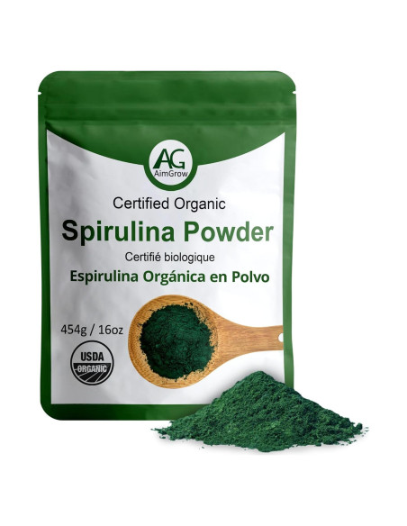 Polvo de Espirulina Orgánica AimGrow 454g - Vegano y Sin Gluten Polvo de Espirulina Orgánica AimGrow 454g - Vegano y Sin Gluten