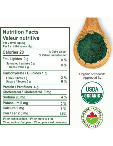 Polvo de Espirulina Orgánica AimGrow 454g - Vegano y Sin Gluten Polvo de Espirulina Orgánica AimGrow 454g - Vegano y Sin Gluten