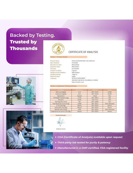 Suplemento Antienvejecimiento Sotalix Resveratrol 150 Cápsulas