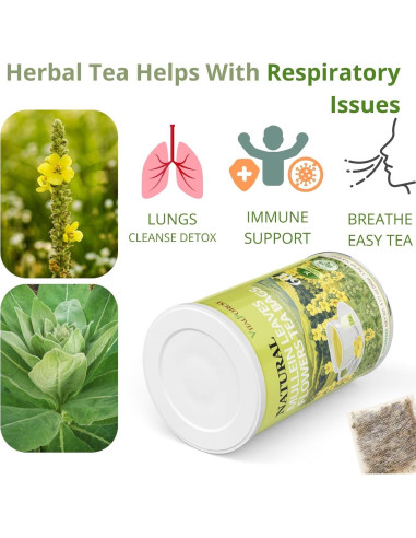 Té Herbal de Mullein VitalForest - 60 Bolsitas para Pulmones