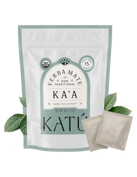 Té de Yerba Mate Crudo Orgánico Premium Katú Ka'a - 15 Bolsitas
