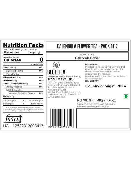 Té de Flor de Caléndula Redplum 39.69 g - Antioxidante Natural