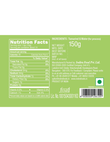Concentrado de Tamarindo Indira Foods 150g Sin Conservantes