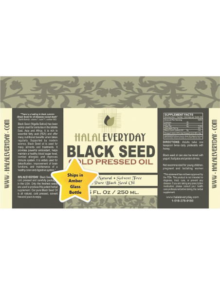 Aceite de Semilla Negra Puro HalalEveryday 236 ml Prensado en Frío