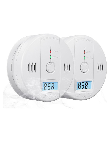 Paquete de 2 Detectores de Monóxido de Carbono Deller con Pantalla LED