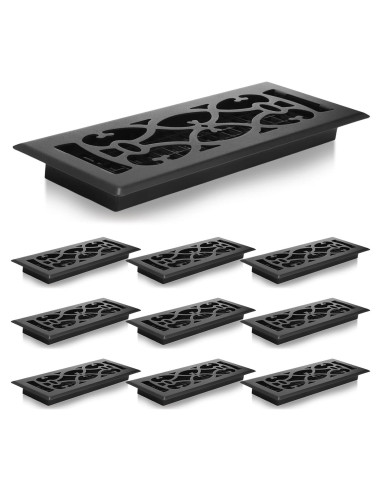 10 Cubiertas de Ventilación de Piso Tuanse 10.16 x 30.5 cm Negras