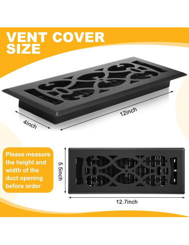 10 Cubiertas de Ventilación de Piso Tuanse 10.16 x 30.5 cm Negras