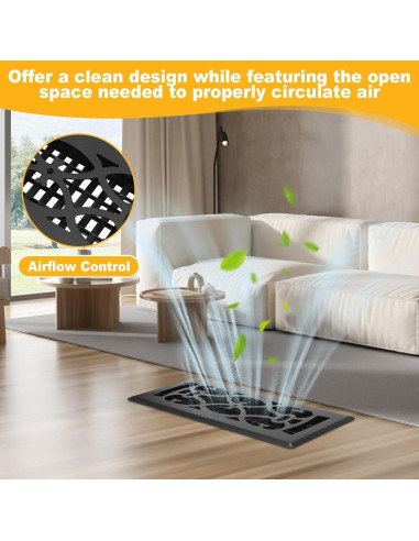 10 Cubiertas de Ventilación de Piso Tuanse 10.16 x 30.5 cm Negras