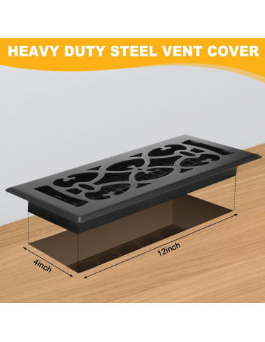 10 Cubiertas de Ventilación de Piso Tuanse 10.16 x 30.5 cm Negras