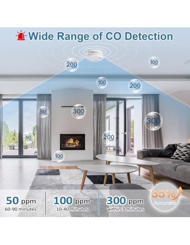 Paquete de 2 Detectores de Monóxido de Carbono Deller con Pantalla LED