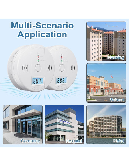 Paquete de 2 Detectores de Monóxido de Carbono Deller con Pantalla LED