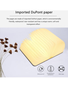 Lámpara de Libro Plegable de Madera Ochangqi 3 Colores USB 2