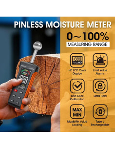 Medidor de Humedad de Madera BTMETER No Destructivo 20-40mm 2