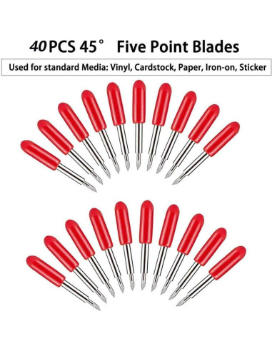 Cuchillas de Reemplazo Elefama 40PCS para Cricut 45 Grados