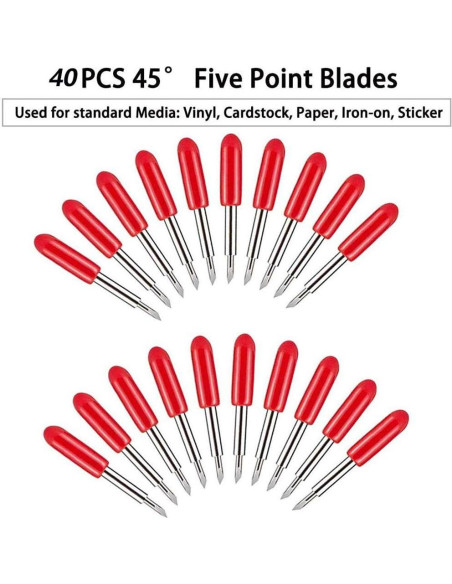 Cuchillas de Reemplazo Elefama 40PCS para Cricut 45 Grados