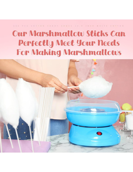 Conos de Algodón de Azúcar Honeydak 600 Pcs 35.1 cm Blancos