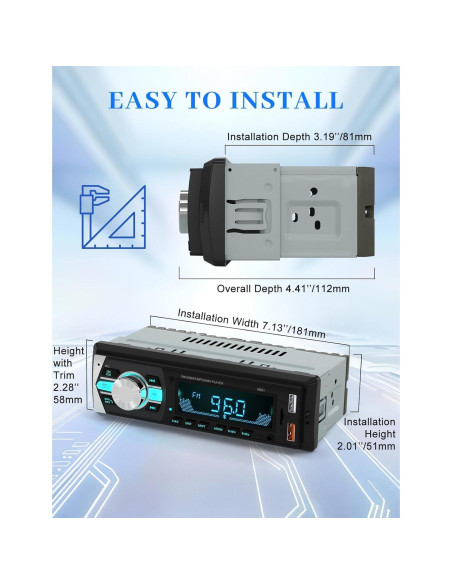 Receptor de Audio Bluetooth Norhom DIN Único para Coche