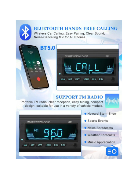 Receptor de Audio Bluetooth Norhom DIN Único para Coche