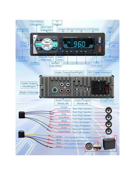 Receptor de Audio Bluetooth Norhom DIN Único para Coche