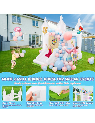 Castillo Inflable Whubefy 259x178x246 cm para Niños 2-8 Años