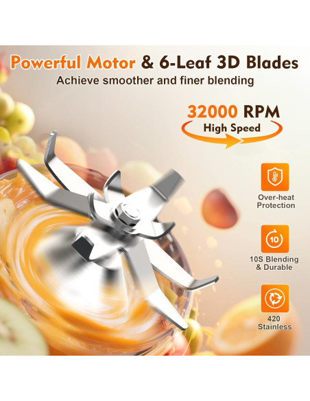 Licuadora y Procesador de Alimentos Nilpferd 1500W 2L Autolimpieza