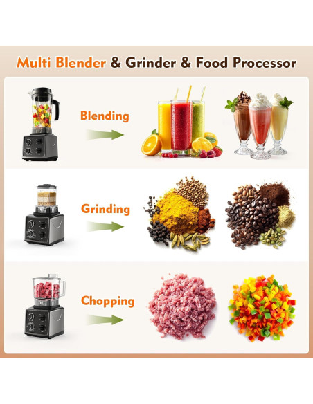 Licuadora y Procesador de Alimentos Nilpferd 1500W 2L Autolimpieza