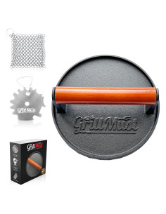 Conjunto de Prensa para Hamburguesas GrillMust 17.8cm Hierro Fundido
