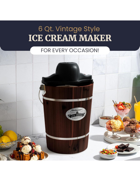 Máquina de Hacer Helados Eléctrica Elite Gourmet EIM949 6 Cuartos