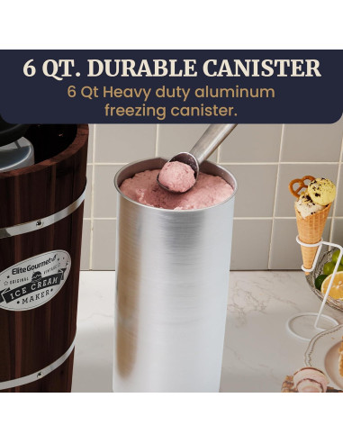 Máquina de Hacer Helados Eléctrica Elite Gourmet EIM949 6 Cuartos