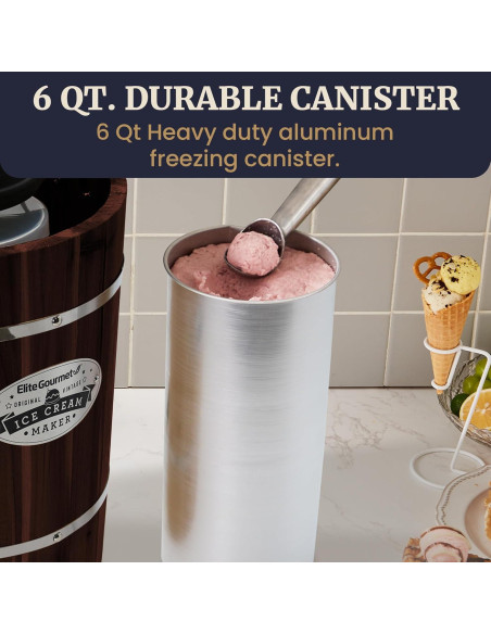 Máquina de Hacer Helados Eléctrica Elite Gourmet EIM949 6 Cuartos