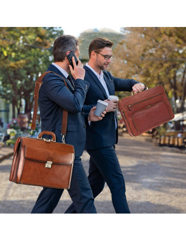 Maletín de Cuero Vintage Banuce 15.6" para Hombres con Cerradura